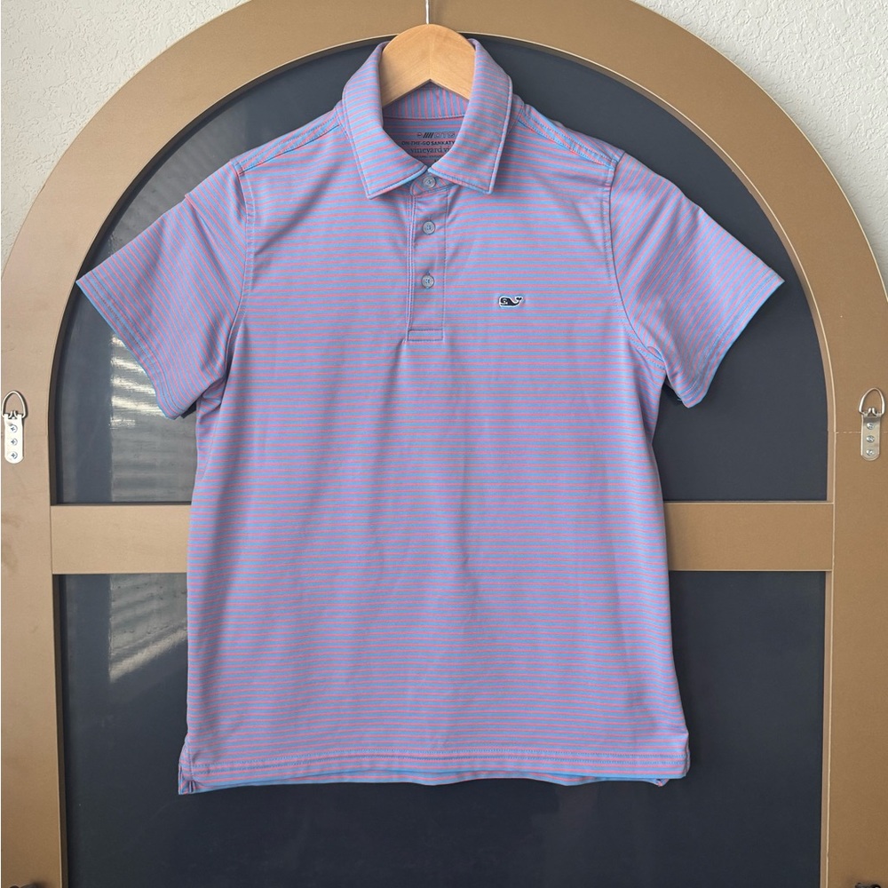Vineyards Vine Boy’s Light Purple Striped Short Sleeve Polo Shirt Size M